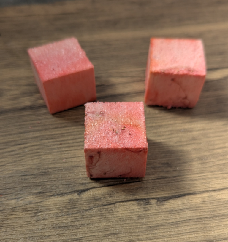 Strawberry flavour balsa chews