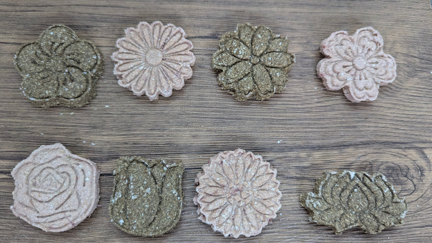 Mixed flavour flower shaped treats