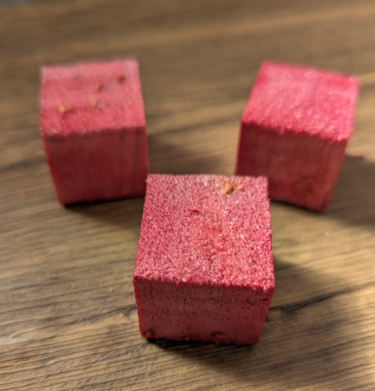 Raspberry flavour balsa chews