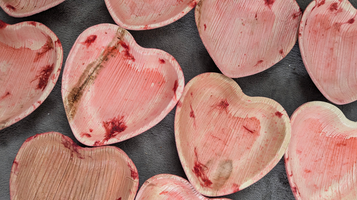 Flavoured heart shaped palm bowls