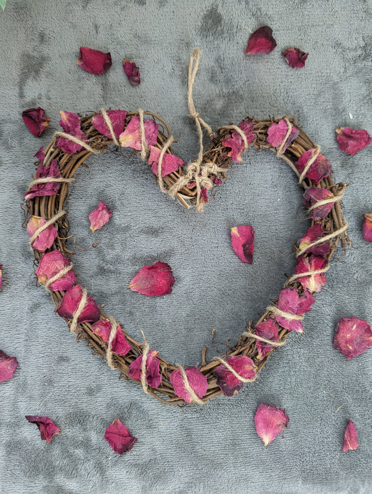 Rose petal heart wreath